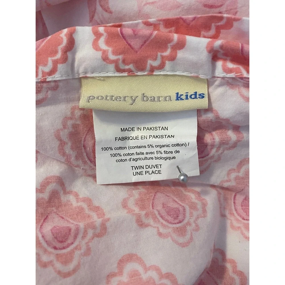 Pottery Barn Kids Twin Duvet Cover Set Pink Paisley Medallion Reversible Cotton